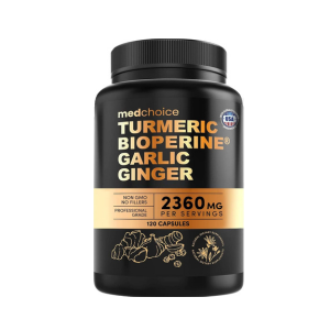 4-in-1 Turmeric and Garlic Supplements with Bioperine 2360 mg Turmeric Ginger Root Capsules with Garlic for Joint, Digestion & Immune Support (120 ct)