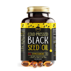 Maju Superfoods Black Seed Oil Capsules - Cold Pressed, 2% Thymoquinone, 100% Turkish Black Cumin Nigella Sativa Seed Oil, Liquid Pure Blackseed 60 Count, 500mg per Capsule