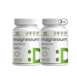 DEAL SUPPLEMENT 2 Pack Magnesium Glycinate 500mg, 480 Veggie Capsules | Chelated for Easy Absorption | Highly Purified Essential Trace Mineral for Muscle, Joint, Heart, &amp; Digestive Health
