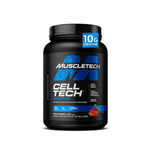 Creatine Monohydrate Powder MuscleTech Cell-Tech Creatine Post Workout Recovery Drink Muscle Builder For Men &amp; Women Muscle Building Supplements Fruit Punch, 3 lbs (27 Serv)