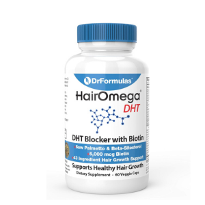 DrFormulas HairOmega DHT Blocker Biotin 5000 mcg Vitamins for Hair Growth Supplement | Hair Loss Pills for Women and Men, 30 Day Supply