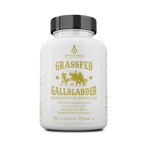 Ancestral Supplements Grass Fed Beef Gallbladder Supplements with Ox Bile and Liver, 1000mg, Liver and Gallbladder Support Complex Promotes Gallbladder & Digestive Health and Bile Flow, 180 Capsules