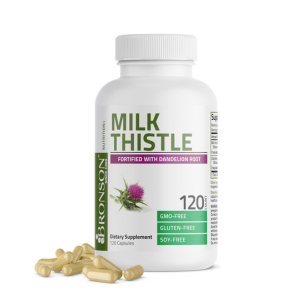 Bronson Milk Thistle Silymarin Marianum & Dandelion Root Liver Health Support, Antioxidant Support, Detox, 120 Capsules