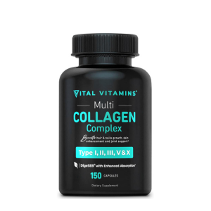 Vital Vitamins Multi Collagen for Women & Men - Type I, II, III, V, X - Grass Fed, Non-GMO - 150 Capsules