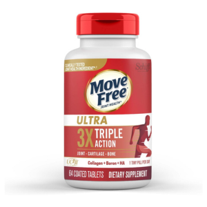 Move Free Ultra Triple Action Joint Support Supplement - Type II Collagen Boron & Hyaluronic Acid - Supports Joint Comfort, Cartiliage & Bones in 1 Tiny Pill Per Day, 64 Tablets (64 servings)