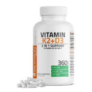 Bronson Vitamin K2 (MK7) with D3 Supplement Non-GMO Formula 5000 IU Vitamin D3 & 90 mcg K2 MK-7 Easy to Swallow D & K Complex, 120 Capsule