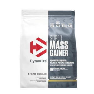 Dymatize Super Mass Gainer Protein Powder, Gourmet Vanilla, 52g Protein, 1g Creatine, 1280 Calories, 10.7g BCAAs, 245g Carbs, Contains Whey Protein Powder, Isolate, and Casein, Total 16 Servings
