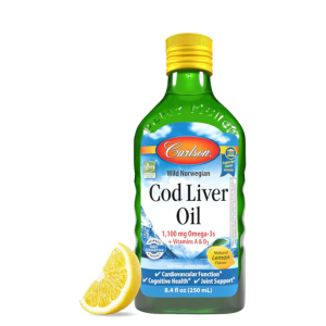 Carlson - Cod Liver Oil, 1100 mg Omega-3s, Liquid Fish Oil Supplement, Wild-Caught Norwegian Arctic, Sustainably Sourced Nordic Liquid, Lemon, 250 ml