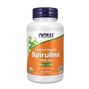 NOW Foods Organic Spirulina 1000mg Tablets - 300 Count (Pack of 2) - Non-GMO, Super Green Whole Food Supplement - Double Strength 1000 mg - Naturally Occurring Beta-Carotene (VIT A), B-12 and GLA