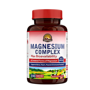 Vitalitown Magnesium Complex Supplement 500mg, Maximized Absorption, Non-Buffered, Chelated Magnesium Glycinate, Malate, Taurate & Citrate, for Sleep, Muscle, Energy & Heart, Vegan, Non-GMO, 240 Caps