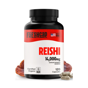 FreshCap Reishi Mushroom Supplement 14,000mg - Reishi Mushroom Capsules Extract, Supplements Herbal Supplements, Ayurveda Nootropic Red Reishi Supplement (120 Capsules)