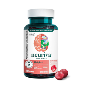 NEURIVA Original Brain Supplement for Memory, Focus & Concentration + Learning & Accuracy with Clinically Tested Nootropics Phosphatidylserine and Neurofactor, Strawberry Flavor, 50 Gummies