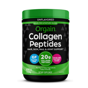 Orgain Hydrolyzed Collagen Peptides Powder For Women & Men, 20g Grass Fed Collagen, Unflavored - Hair, Skin, Nail, & Joint Support Supplement, Paleo & Keto, Non-GMO, Type I and III, 1lb