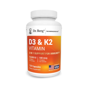 Dr. Berg Vitamin D3 K2 w/MCT Powder - Includes 10,000 IU of Vitamin D3, 100 mcg MK7 Vitamin K2, Purified Bile Salts, Zinc & Magnesium for Ultimate Absorption - K2 D3 Vitamin Supplement - 120 Capsule