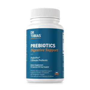 Dr. Tobias Prebiotics, Supports Digestion & Gut Health, Feed Good Probiotic Bacteria, Boost Gut Immune Function, Vegan & Non-GMO Gut Health Supplements for Men and Women, 30 Capsules, 30 Servings