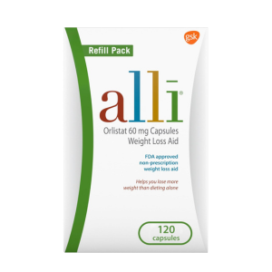 alli Weight Loss Diet Pills, Orlistat 60 mg Capsules, Non Prescription Weight Loss Aid, 120 Count Refill Pack