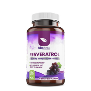 Resveratrol 1600mg, Trans-Resveratrol Antioxidant Supplement with Green Tea, Grape Seed Extract and Quercetin, Helps to Support Digestive Health and Immune System, 180 Capsules