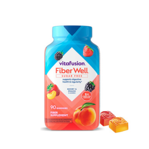 Vitafusion Fiber Well Gummies, Sugar Free Fiber Supplement, Gummies for Adults, Strawberry &amp; Blackberry Flavors, 90 Count