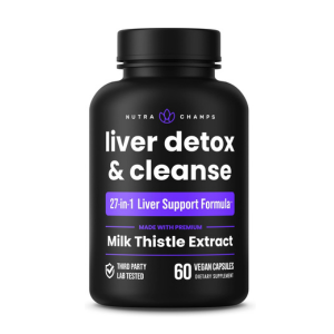 NutraChamps Liver Cleanse Detox & Repair Formula, 20+ Herbs: Milk Thistle Extract with Silymarin, Artichoke, Dandelion, Chicory Root Powder, Liver Support Pills Supplement, 60 Capsules