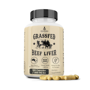 Ancestral Supplements Grass Fed Beef Liver 180 Capsules, Supports Energy Production, Detoxification, Digestion, Immunity and Full Body Wellness, Non-GMO, Freeze Dried Liver Health Supplement