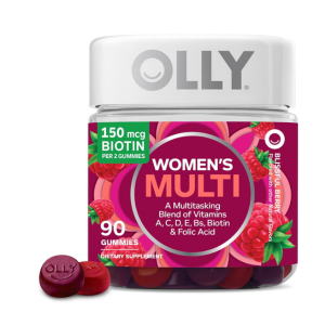 OLLY Women's Multivitamin Gummy, Vitamins A, D, C, E, Biotin, Folic Acid, Adult Chewable Vitamin, Berry Flavor, 45 Day Supply - 90 Coun