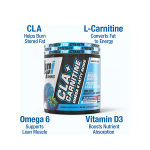 BPI Sports CLA + Carnitine – Conjugated Linoleic Acid – Weight Loss Formula – Metabolism, Performance, Lean Muscle – Caffeine Free – for Men & Women – Blue Raspberry – 50 Servings – 12.34 oz.