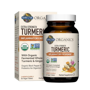 Garden of Life Organics Extra Strength Turmeric Inflammatory Response 60 Tablets-100mg Curcumin (95% Curcuminoids) Black Pepper, Probiotics, Organic Non-GMO Vegan Gluten Free Herbal Supplement