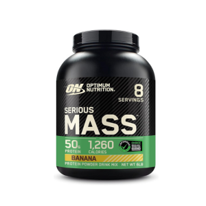 Optimum Nutrition Serious Mass, Weight Gainer Protein Powder, Mass Gainer, Vitamin C and Zinc for Immune Support, Creatine, Banana, 6 Pound (Packaging May Vary)